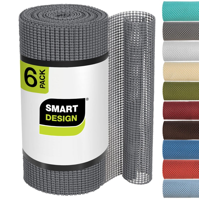 Smart Design Classic Grip Shelf Liner Bundle â€“ 12in x 10ft (6 Rolls) â€“ Non- Adhesive Drawer Liner with Strong Grip Helps Protect and Personalize Your Home Organization and Storage â€“ Graphite Gray - Image 1